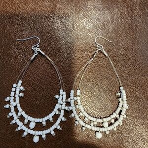 Elegant White Beaded Earrings